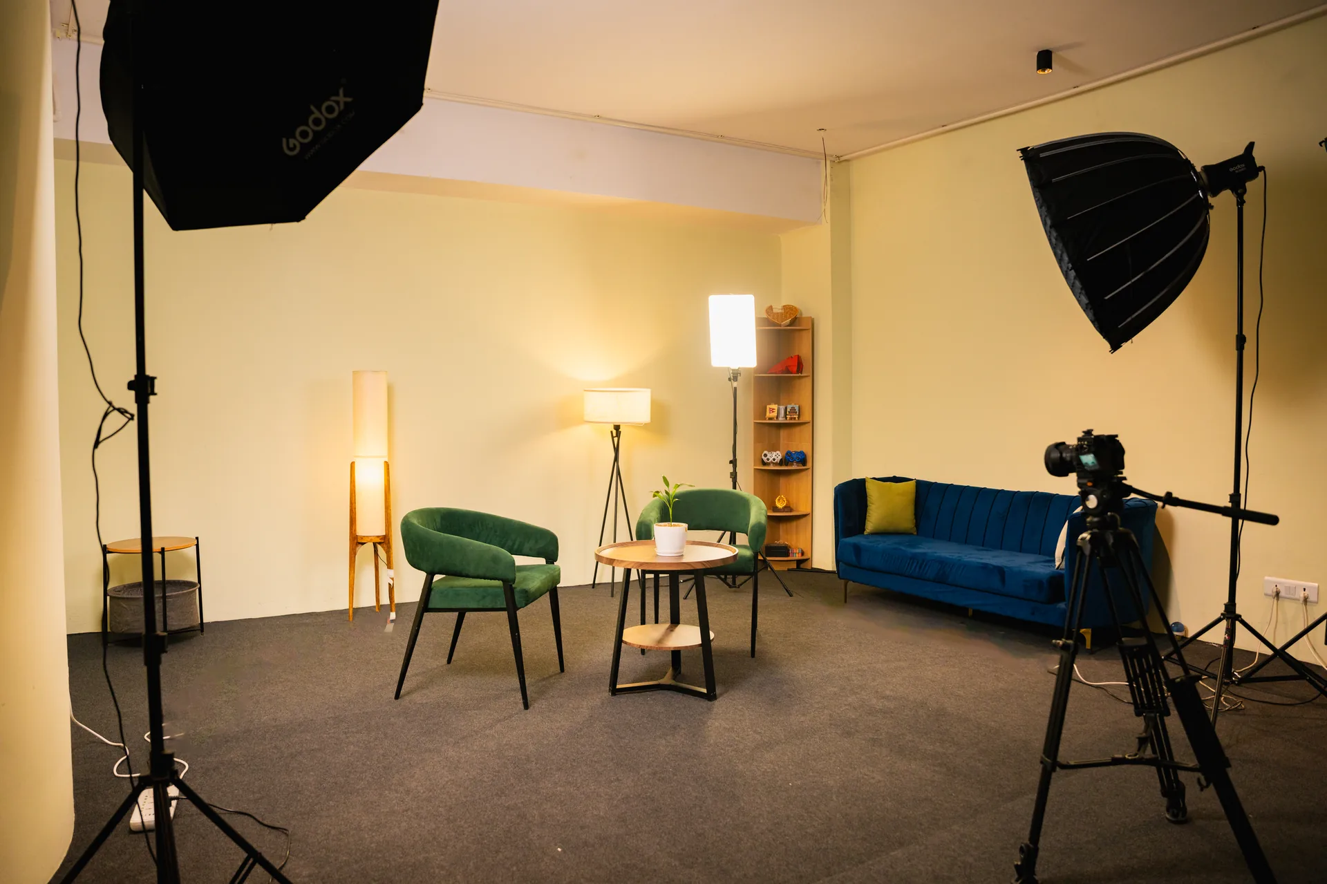 Pana Studio production set with cameras and professional lighting